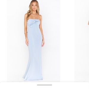 Show Me Your Mumu Harper Dress in Steel Blue Stretch